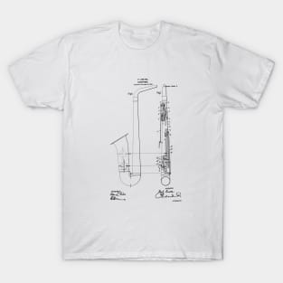 Saxophone Vintage Patent Hand Drawing T-Shirt